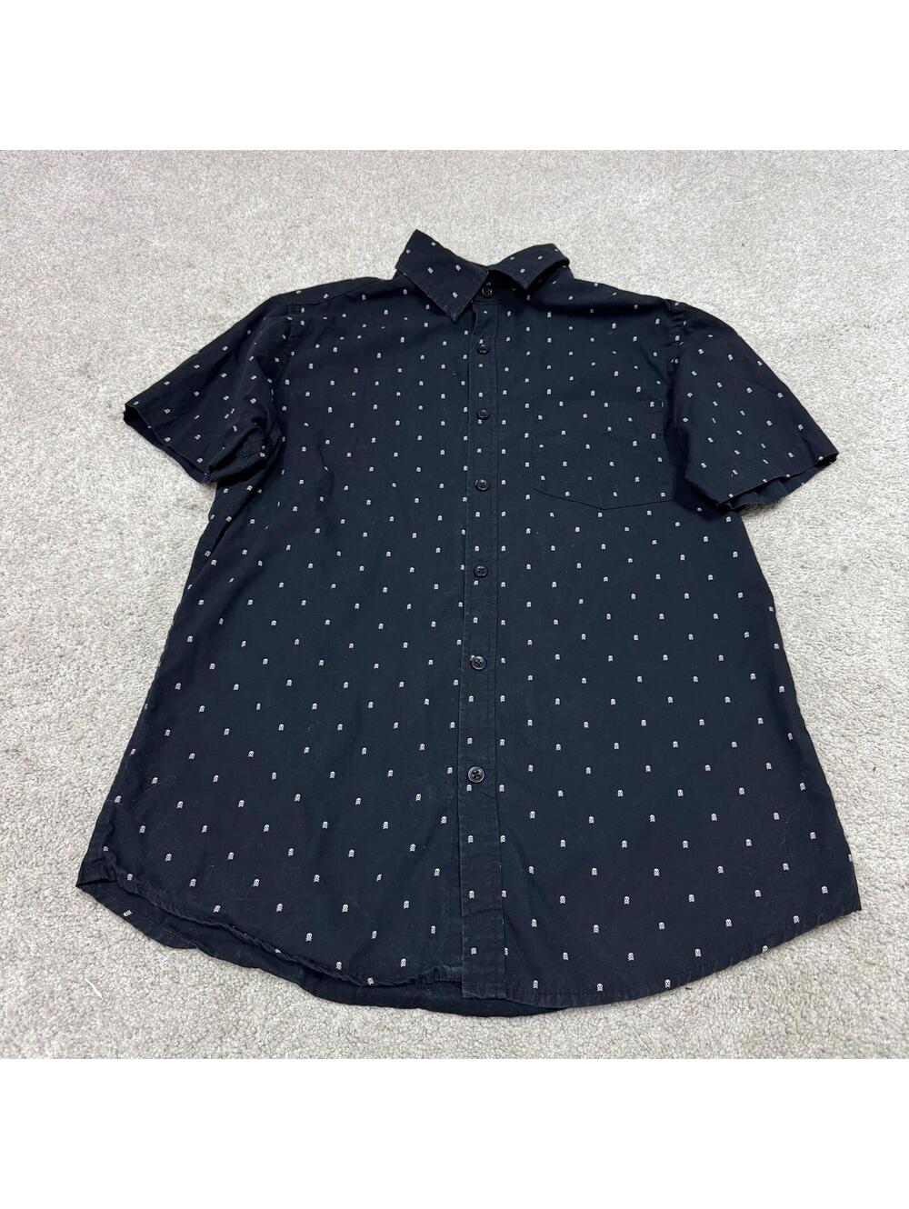 Monument Button Down Shirt Men’s Black Short Sleeve Size Small